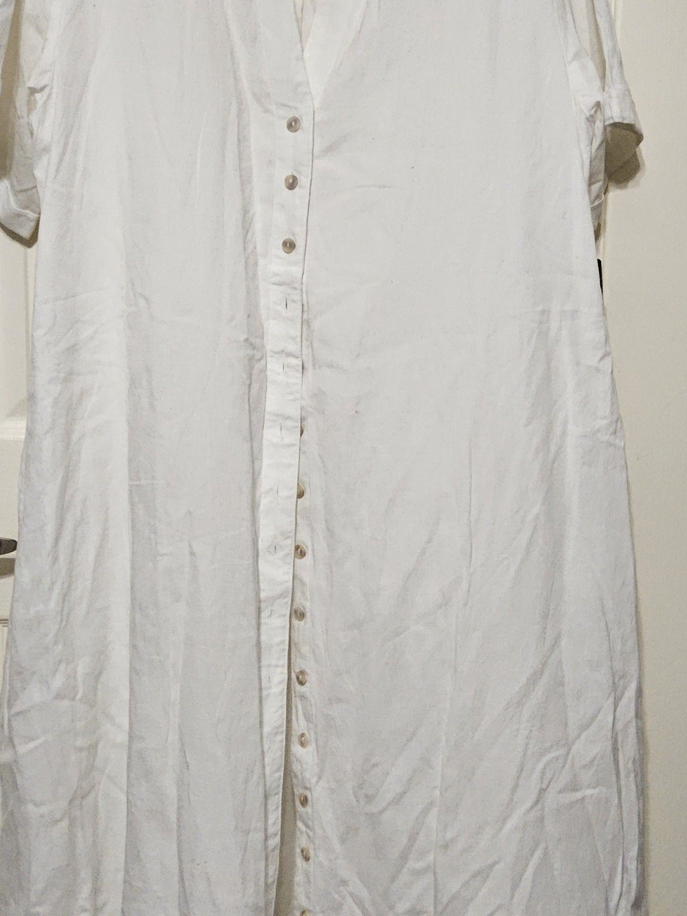 NWT Ashley Stewart White Linen Blend Maxi Shirt Dress - 50” Long